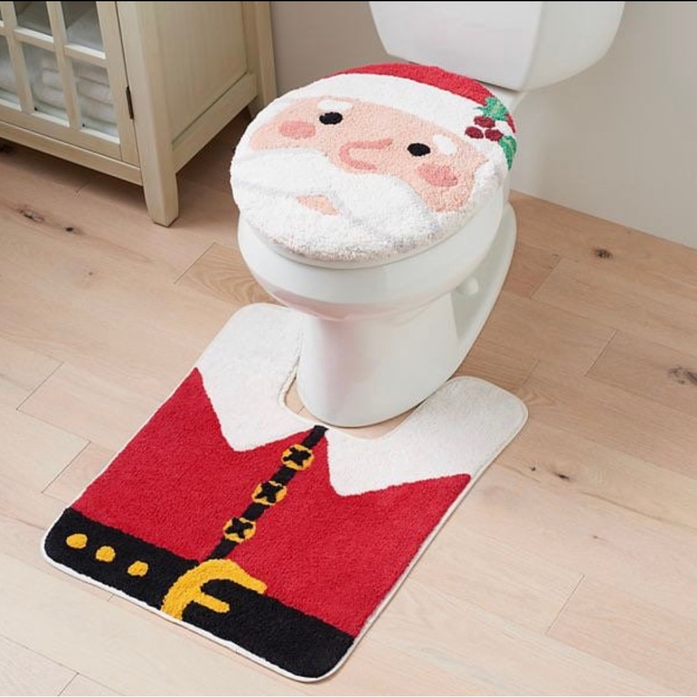 NWT St. Nicholas Square® Festive Contour Bath Rug & Toilet Lid Set